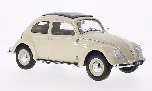 VW Käfer Brezelfenster, beige , Modellauto, Fertigmodell, Welly 1:18 von VW
