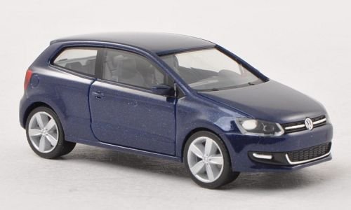 VW Polo, met.-dkl.-blau, 3-Türer , Modellauto, Fertigmodell, Herpa 1:87 von VW