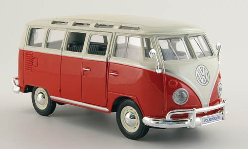 VW T 1 Sambabus, rot/weiss, Modellauto, Fertigmodell, Maisto 1:24 von VW