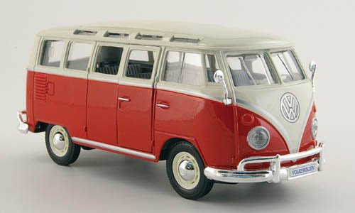 VW T1 Sambabus, rot/weiss, 0, Modellauto, Fertigmodell, Maisto 1:24 von VW