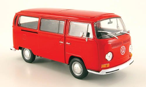 VW T2 Bus, rot , 1972, Modellauto, Fertigmodell, Welly 1:24 von VW