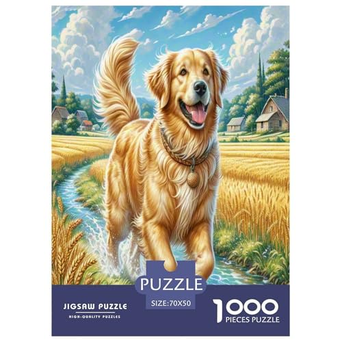 Goldener Retriever Puzzle 1000 Teile Schwer Puzzle Spielzeug Lernspiel Impossible Herausforderungsspielzeug Für Erwachsene Und Kinder Ab 12 Jahren 70x50cm/1000pcs von VWENOLRIX