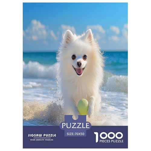 Japanischer Spitz Puzzles 1000 Teile Schwer Puzzle Spielzeug Lernspiel Impossible Herausforderungsspielzeug Für Erwachsene Kinder 70x50cm/1000pcs von VWENOLRIX
