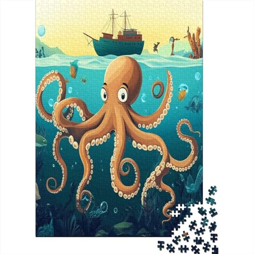Tintenfisch Puzzle 1000-teilige Schwer Puzzle Spielzeug Pädagogisches Spiel Impossible Herausforderungsspielzeug Für Erwachsene Und Kinder Ab 14 Jahren 1000pcs (75x50cm) von VWENOLRIX