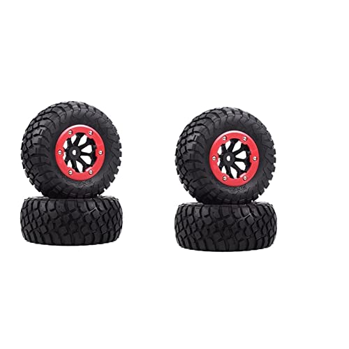 XEBRAD 110mm RC Auto Beadlock Gummireifen Felgensatz 1/10 Short Course Truck, for ARRMA, SENTON 4X4 550 MEGA, for XLH, 9125, for, for Traxxas, Slash RC-Autoreifen(AX-4007) von VXELY
