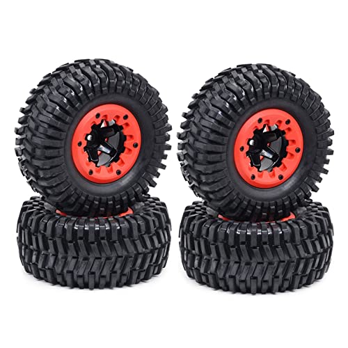 XEBRAD 110mm RC Auto Gummireifen Felgensatz 1/10 Short Course Truck, for ARRMA, SENTON 4X4 550 MEGA XLH 9125, for Traxxas, Slash RC-Autoreifen(7544 red) von VXELY
