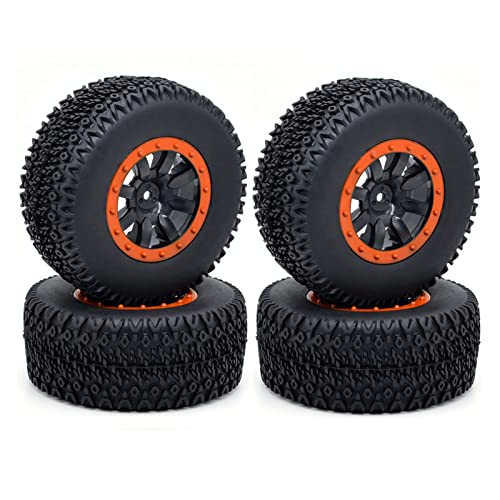 XEBRAD 110mm RC Auto Gummireifen Felgensatz 1/10 Short Course Truck, für, for ARRMA, SENTON 4X4 550 MEGA XLH 9125, for Traxxas, Slash, for Redcat, for HSP, RC-Autoreifen(7543 orange) von VXELY