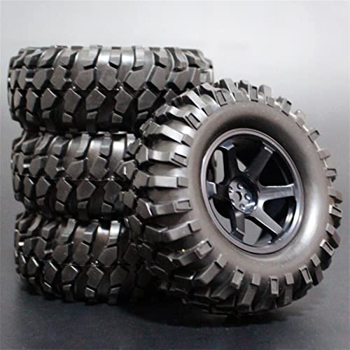 XEBRAD 4 STÜCKE 1/10 1,9 Zoll Off Road Climb Rock Crawler Autoreifen Superweiche 96 MM Gummireifen Metallfelge, for Tamiya, CC01 D90 110 RC-Autoreifen(Black) von VXELY