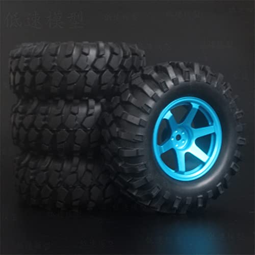 XEBRAD 4 STÜCKE 1/10 1,9 Zoll Off Road Climb Rock Crawler Autoreifen Superweiche 96 MM Gummireifen Metallfelge, for Tamiya, CC01 D90 110 RC-Autoreifen(Blue) von VXELY