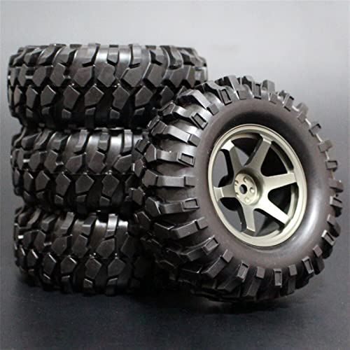 XEBRAD 4 STÜCKE 1/10 1,9 Zoll Off Road Climb Rock Crawler Autoreifen Superweiche 96 MM Gummireifen Metallfelge, for Tamiya, CC01 D90 110 RC-Autoreifen(Braun) von VXELY