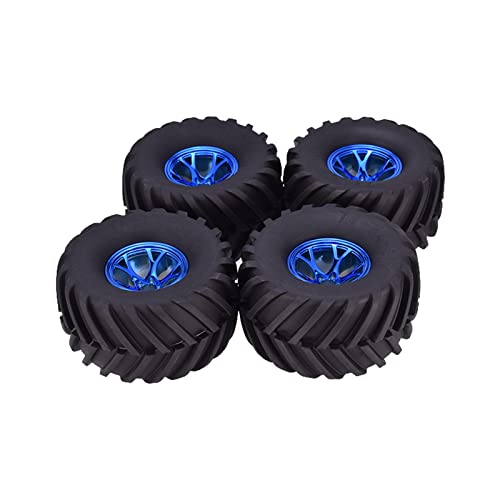 XEBRAD 4 STÜCKE AX-3003 135mm Reifen Gummireifen Rad ABS Felge Hub 1/10 RC Bigfoot, for HSP, for HPI, for Monster, Truck Modell Ersatzteile RC-Autoreifen(Blue) von VXELY