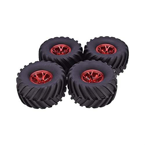 XEBRAD 4 STÜCKE AX-3003 135mm Reifen Gummireifen Rad ABS Felge Hub 1/10 RC Bigfoot, for HSP, for HPI, for Monster, Truck Modell Ersatzteile RC-Autoreifen(Red) von VXELY