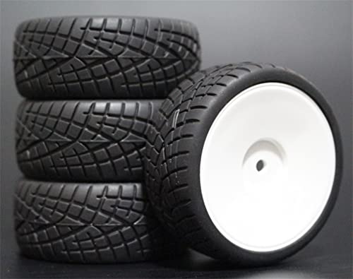 XEBRAD 4 STÜCKE Gummi RC Racing Reifen Auto On Road Felge, for HSP, for HPI, 901 ALLE 1/10, for HSP, 94123/94122/94103/D4/D3 RC-Autoreifen(901W -8001) von VXELY