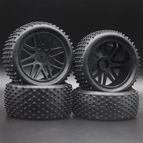 XEBRAD 4 STÜCKE RC 1/10 Maßstab Offroad-Autoreifen Reifen und Felgen, for HSP, 94166/94107/94106 66020 RC-Autoreifen(Black) von VXELY