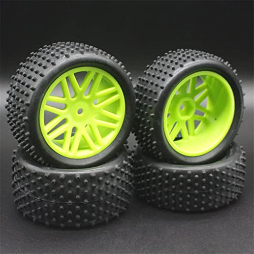 XEBRAD 4 STÜCKE RC 1/10 Maßstab Offroad-Autoreifen Reifen und Felgen, for HSP, 94166/94107/94106 66020 RC-Autoreifen(Green) von VXELY