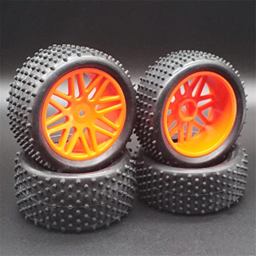XEBRAD 4 STÜCKE RC 1/10 Maßstab Offroad-Autoreifen Reifen und Felgen, for HSP, 94166/94107/94106 66020 RC-Autoreifen(Red) von VXELY