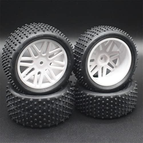 XEBRAD 4 STÜCKE RC 1/10 Maßstab Offroad-Autoreifen Reifen und Felgen, for HSP, 94166/94107/94106 66020 RC-Autoreifen(White) von VXELY