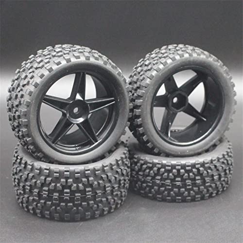 XEBRAD 4 STÜCKE RC 1/10 Maßstab Offroad-Autoreifen Reifen und Felgen, for HSP, 94166/94107/94106 RC-Autoreifen(Black) von VXELY