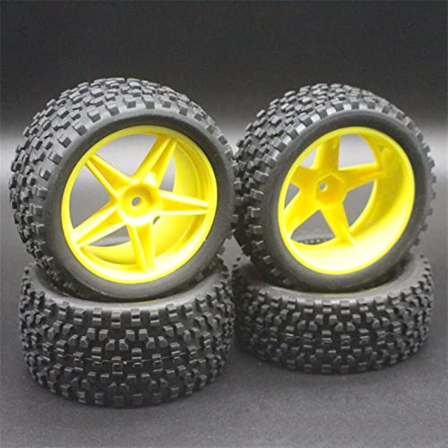 XEBRAD 4 STÜCKE RC 1/10 Maßstab Offroad-Autoreifen Reifen und Felgen, for HSP, 94166/94107/94106 RC-Autoreifen(Yellow) von VXELY