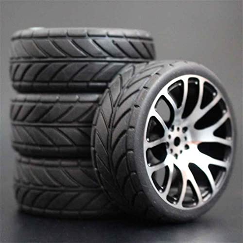 XEBRAD 4 Stück, for HSP, for HPI Racing, Reifen, Metallfelgen, 4 Stück RC 1/10 On-Road Car HSP 94123/94103/94122 D4/D3 FW06 7y-h RC-Autoreifen(7Y-H-6086) von VXELY