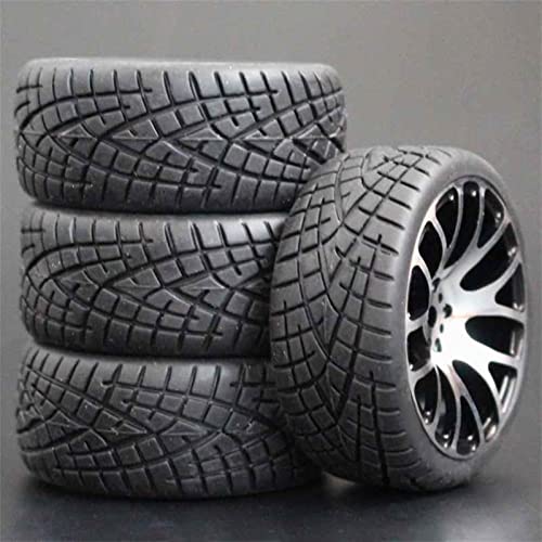 XEBRAD 4 Stück, for HSP, for HPI Racing, Reifen, Metallfelgen, 4 Stück RC 1/10 On-Road Car HSP 94123/94103/94122 D4/D3 FW06 7y-h RC-Autoreifen(7Y-H-8001) von VXELY