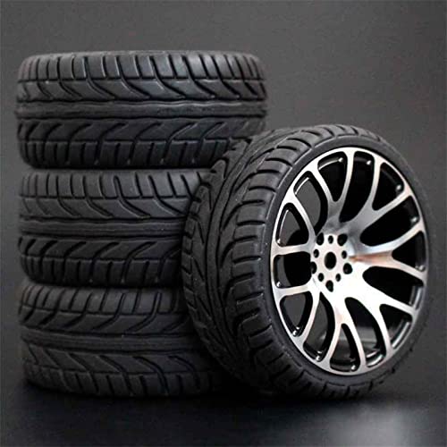 XEBRAD 4 Stück, for HSP, for HPI Racing, Reifen, Metallfelgen, 4 Stück RC 1/10 On-Road Car HSP 94123/94103/94122 D4/D3 FW06 7y-h RC-Autoreifen(7Y-H-8002) von VXELY
