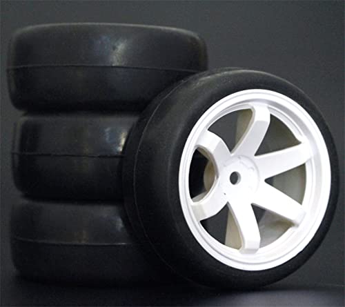 XEBRAD 4 Stück 1/10 On-Road-Autoreifen 26 * 64 MM ABS-Felge Gummireifen 702, for HSP, for Tamiya, for HPI, for Kyosho, 94122 94123 D3 D4 Tt02 RC-Autoreifen(702-6018) von VXELY