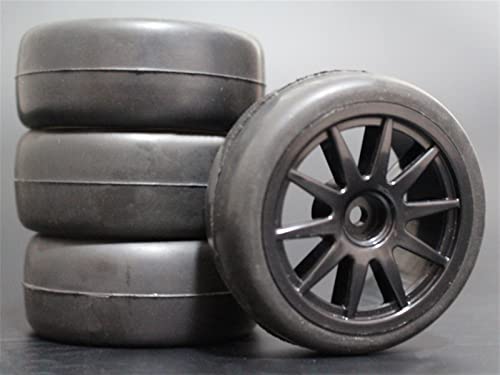 XEBRAD 4 Stück 1/10 On-Road-Autoreifen 26 * 64 MM ABS-Felge Gummireifen 910, for HSP, for Tamiya, for HPI, for Kyosho, 94122 94123 D3 D4 Tt02 RC-Autoreifen(910B-6018) von VXELY