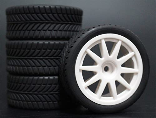 XEBRAD 4 Stück 1/10 On-Road-Autoreifen 26 * 64 MM ABS-Felge Gummireifen 910, for HSP, for Tamiya, for HPI, for Kyosho, 94122 94123 D3 D4 Tt02 RC-Autoreifen(910W -6085) von VXELY