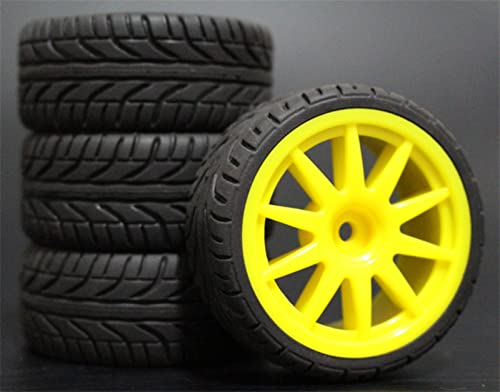 XEBRAD 4 Stück 1/10 On-Road-Autoreifen 26 * 64 MM ABS-Felge Gummireifen 910, for HSP, for Tamiya, for HPI, for Kyosho, 94122 94123 D3 D4 Tt02 RC-Autoreifen(910Y-8002) von VXELY