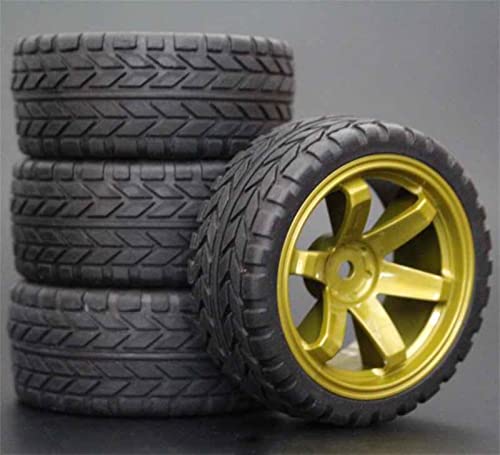 XEBRAD 4 Stück RC-Reifen 1/10 und ABS-Felgen, 26 mm Schaumstoffeinlage for Straßenautos, for HSP, for HPI, Ersatzteile 705 RC-Autoreifen(705-6017) von VXELY
