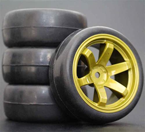 XEBRAD 4 Stück RC-Reifen 1/10 und ABS-Felgen, 26 mm Schaumstoffeinlage for Straßenautos, for HSP, for HPI, Ersatzteile 705 RC-Autoreifen(705-6018) von VXELY