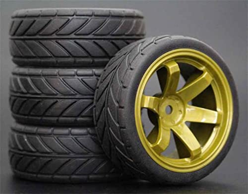XEBRAD 4 Stück RC-Reifen 1/10 und ABS-Felgen, 26 mm Schaumstoffeinlage for Straßenautos, for HSP, for HPI, Ersatzteile 705 RC-Autoreifen(705-6083) von VXELY