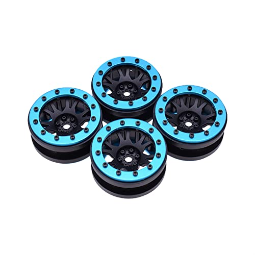 XEBRAD 4PCS AX- 619 1, 9 Zoll Rad Felgen Beadlock Hub 1/10 RC Rock Crawler, for Axial, SCX10 90046 D90 D110, for Traxxas, TRX-4 RC-Autoreifen(Blue) von VXELY