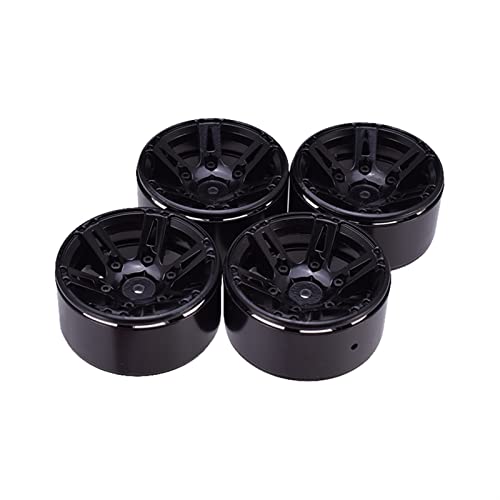 XEBRAD 4PCS Metallfelge 1, 9 Zoll Felge Beadlock 1/10 RC Rock Crawler, für, for Axial, SCX10 90046 AXI03007, for Tamiya, CC01 D90 TF2, for Traxxas, TRX-4 RC-Autoreifen(Black) von VXELY
