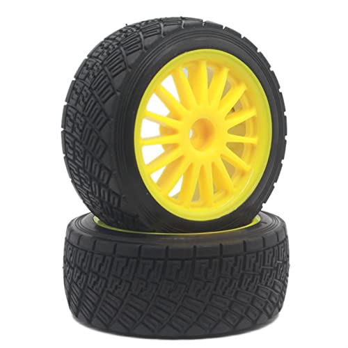 XEBRAD 80mm Asphaltfelgen Reifen RC, for HPI, WR8 Rally Off Road Buggy Truck, for HSP, 1:10 94177 Gelb RC-Autoreifen(2PC) von VXELY