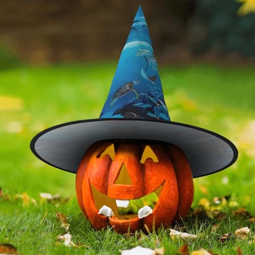 VXXNlnn 1 x Halloween-Hut – Hexen Meer Blau Marine Life Print Dekor Party Cosplay Rollenspiel Festival Karneval Stirnband für Festlich Ostern von VXXNlnn