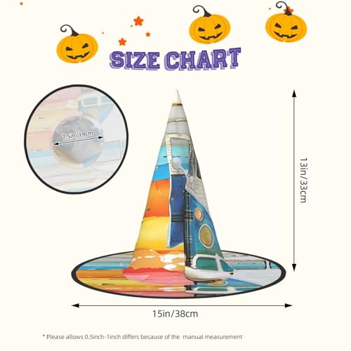 VXXNlnn 1 x Halloween-Hut – Hexen Retro Bus Druck Dekor Party Cosplay Rollenspiel Festival Karneval Stirnband für Feste, Ostern VXXNlnn 1 x Halloween-Hut – Hexen Retro Bus Druck Dekor Party Cosplay Rollenspiel Festival Karneval Stirnband für Feste, Ostern von VXXNlnn