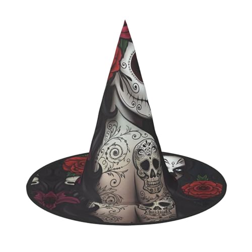 VXXNlnn 1 x Halloween-Hut – Hexen Schädel und gekreuzte Knochen Motiv Druck Dekor Party Cosplay Rollenspiel Festival Karneval Stirnband für Festliche, Ostern von VXXNlnn