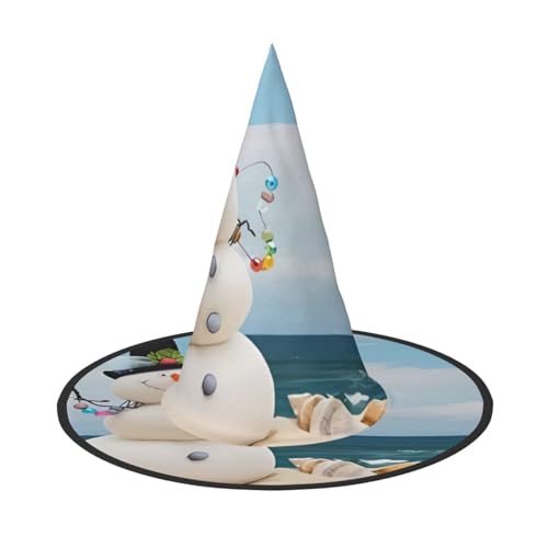 VXXNlnn 1 x Halloween-Hut – Hexen Schneemann mit Muscheln sitzen am Sandstrand (1) Druck Dekor Party, Cosplay Rollenspiel Festival Karneval Stirnband für Festliche, Ostern von VXXNlnn