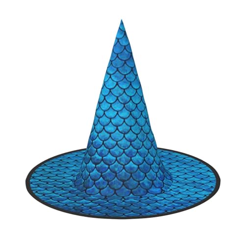 VXXNlnn 1 x Halloween-Hut – Hexen blaue Fischschuppen-Druckdekoration, Party, Cosplay, Rollenspiel, Festival, Karneval, Stirnband für Feste, Ostern von VXXNlnn