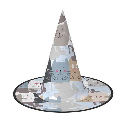 VXXNlnn 1 x Halloween-Hut – Hexen niedlicher lustiger Katzen-Druck, Dekoration, Party, Cosplay, Rollenspiel, Festival, Karneval, Stirnband für Feste, Ostern VXXNlnn 1 x Halloween-Hut – Hexen niedlicher lustiger Katzen-Druck, Dekoration, Party, Cosplay, Rollenspiel, Festival, Karneval, Stirnband für Feste, Ostern von VXXNlnn