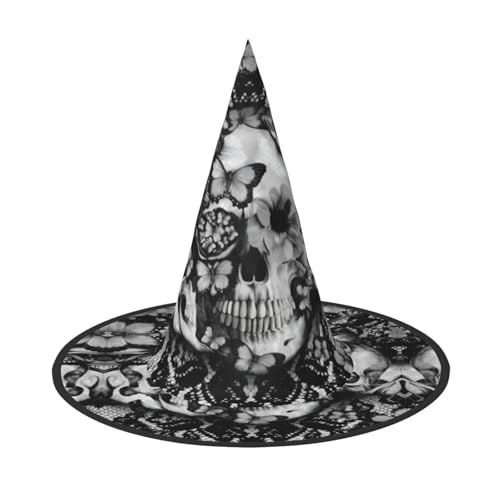 VXXNlnn 2 Stück Halloween-Hut – Hexen schwarzer Totenkopf-Rosen-Druck, Dekoration, Party, Cosplay, Rollenspiel, Festival, Karneval, Stirnband für Feste, Ostern von VXXNlnn