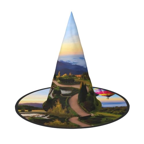 VXXNlnn Halloween-Hut – Hexen-Heißluftballon-Druck, Dekoration, Party, Cosplay, Rollenspiel, Festival, Karneval, Stirnband für Feste, Ostern, 3 Stück von VXXNlnn