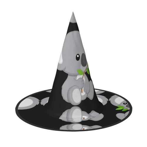 VXXNlnn Halloween-Hut – Hexen grünes Blatt Koala Druck Dekor Party Cosplay Rollenspiel Festival Karneval Stirnband für Feste, Ostern von VXXNlnn