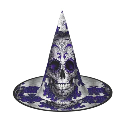 VXXNlnn Halloween-Hut – Hexen lila Floser und Zucker, Horror-Totenkopf-Druck, Dekoration, Party, Cosplay, Rollenspiel, Festival, Karneval, Stirnband für Feste, Ostern, 3 Stück von VXXNlnn