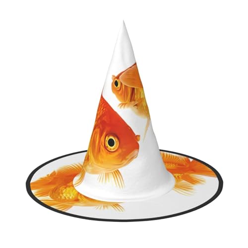 VXXNlnn Halloween-Hut – Hexen mit süßem Goldfisch-Druck, Dekoration, Party, Cosplay, Rollenspiel, Festival, Karneval, Stirnband für Feste, Ostern, 3 Stück von VXXNlnn