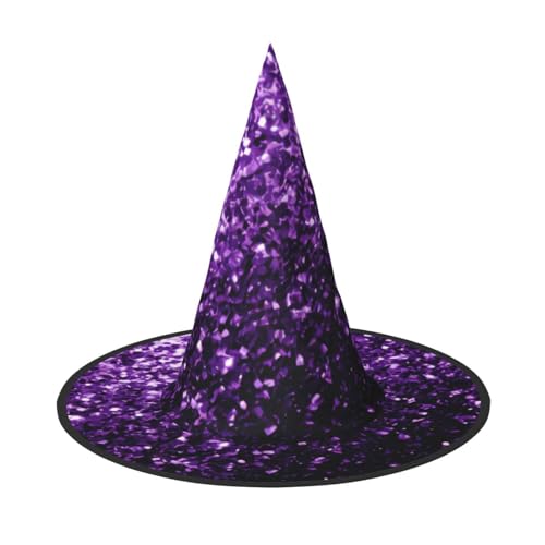 VXXNlnn Halloween-Hut – Hexen schöner lila Glitzer-Druck, Dekoration, Party, Cosplay, Rollenspiel, Festival, Karneval, Stirnband für Feste, Ostern, 3 Stück von VXXNlnn