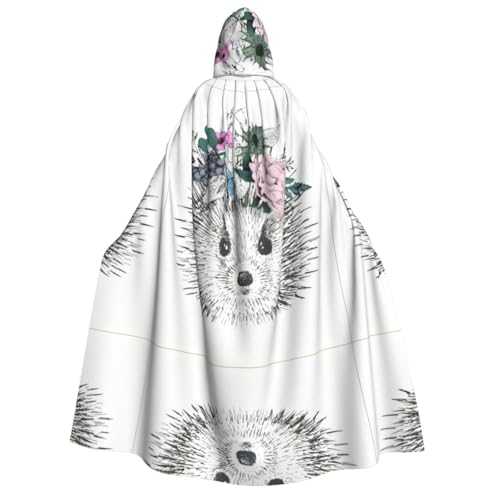VXXNlnn Halloween-Kapuzenumhang für Erwachsene, Igel im Blumenkranz-Druck, Kostüm, Umhang für Party, Karneval, Cosplay und Bühnenauftritte VXXNlnn Halloween-Kapuzenumhang für Erwachsene, Igel im Blumenkranz-Druck, Kostüm, Umhang für Party, Karneval, Cosplay und Bühnenauftritte von VXXNlnn