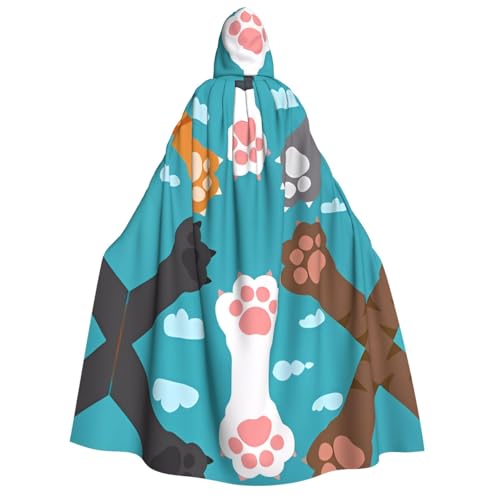 VXXNlnn Halloween-Kapuzenumhang für Erwachsene, Katzenpfoten-Druck, Kostüm, Umhang für Party, Karneval, Cosplay und Bühnenauftritte VXXNlnn Halloween-Kapuzenumhang für Erwachsene, Katzenpfoten-Druck, Kostüm, Umhang für Party, Karneval, Cosplay und Bühnenauftritte von VXXNlnn